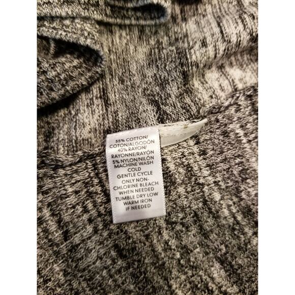 Loft Women's Sz Med‎ Petite Black/White Heathered Ribbed Open front Lightweight - Picture 6 of 9